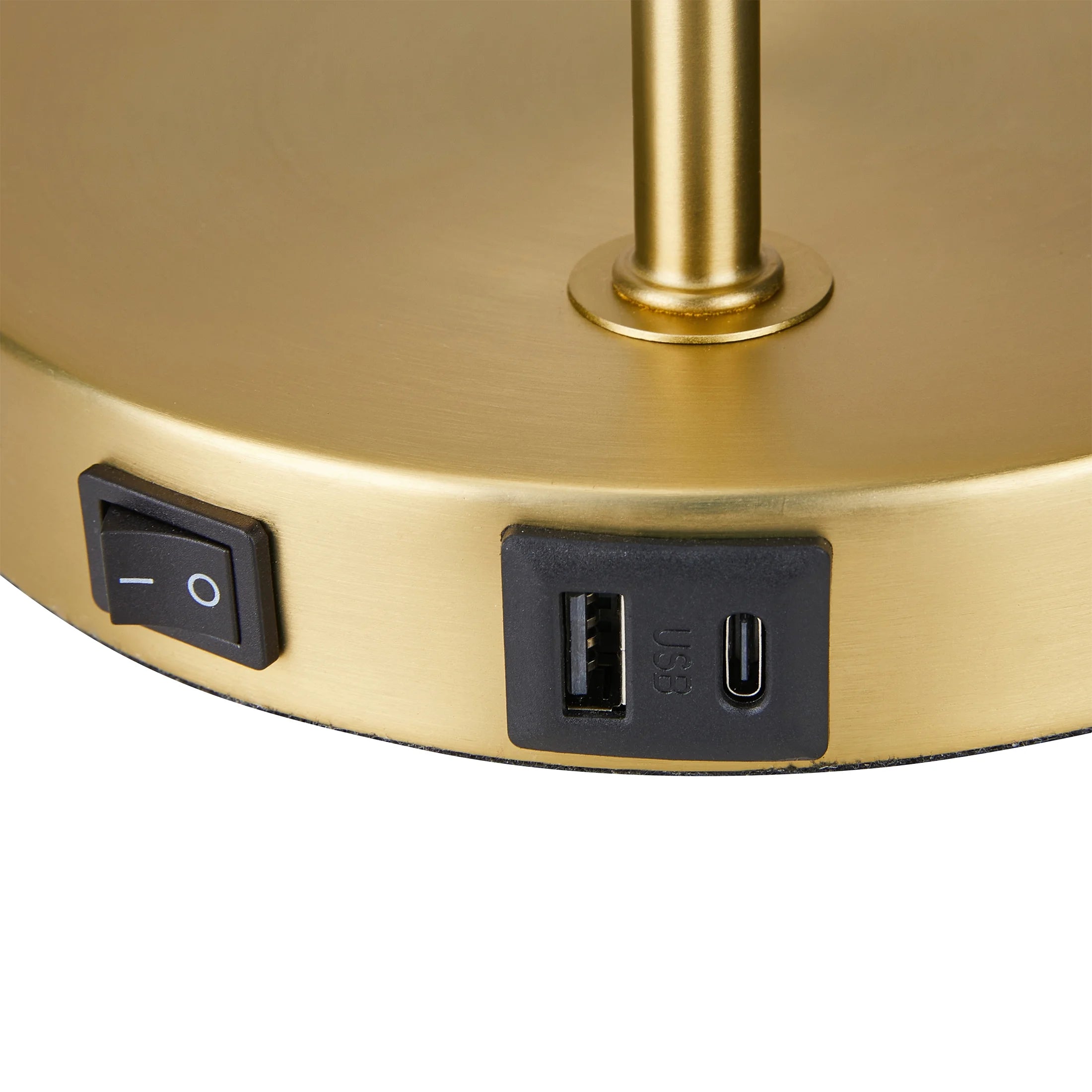 17.5" Frosted Globe Desk Lamp with USB Ports, Brass