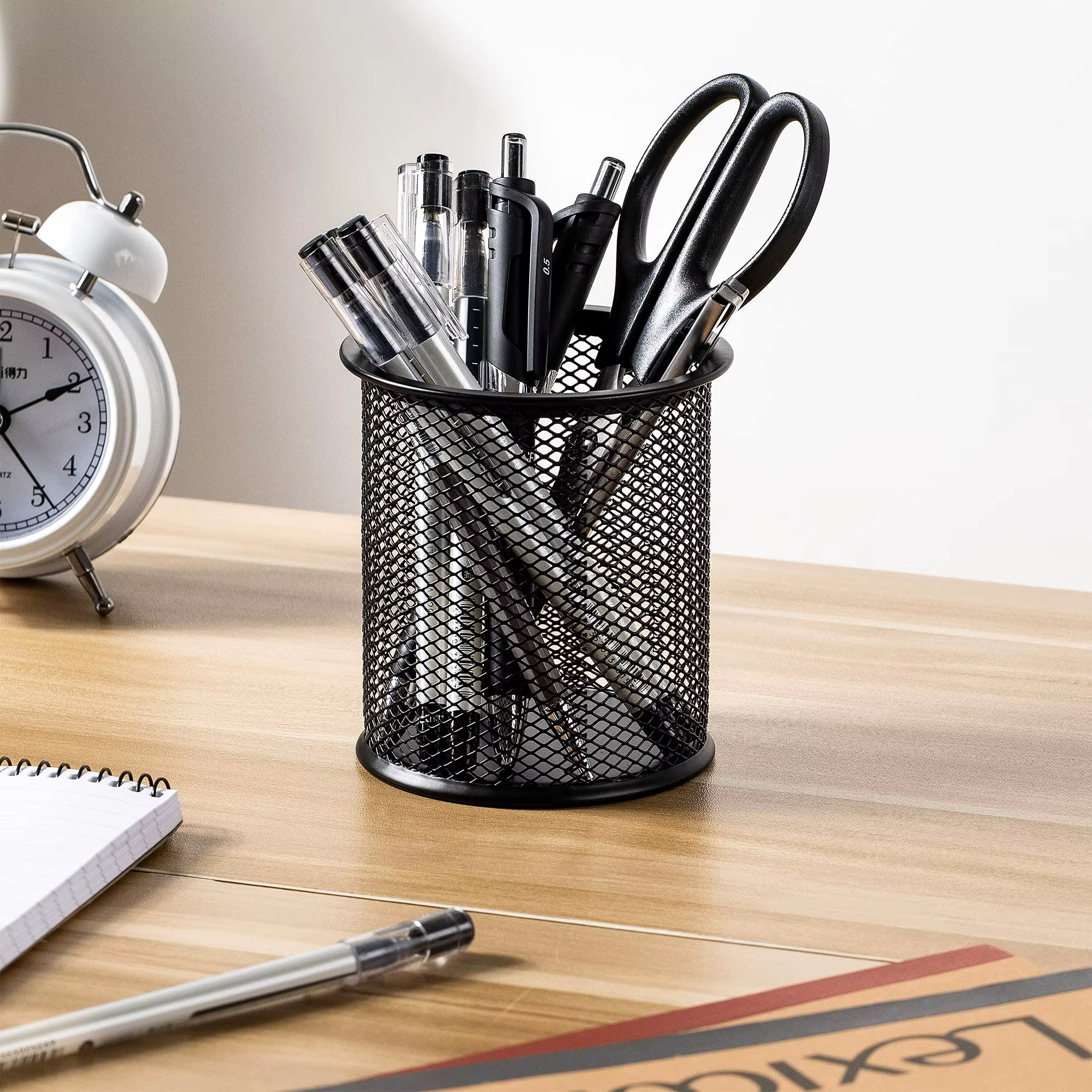 Container Desk Organizer Container Black Desktop Metal Pen Holders Mesh Pencil Cup Pen Case