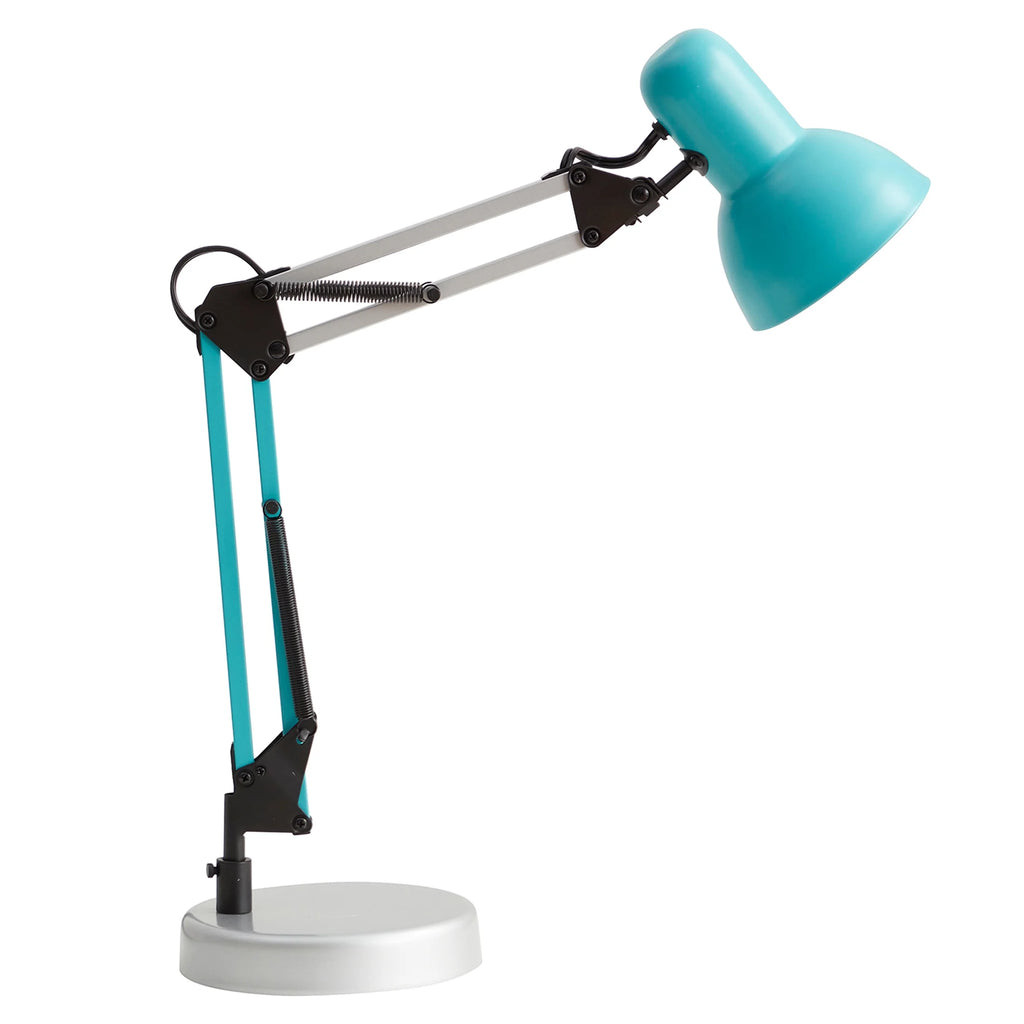20" Modern Architect Desk Lamp, Metal, Turquoise and Gray Colorblock
