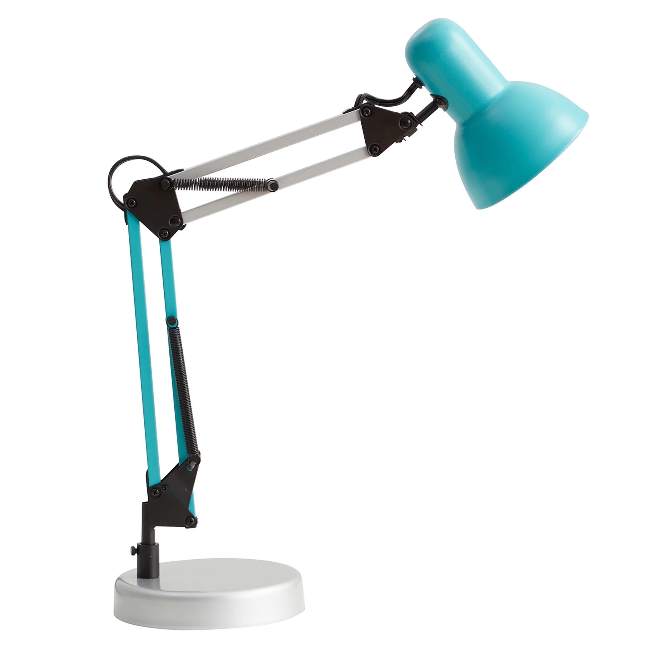 20" Modern Architect Desk Lamp, Metal, Turquoise and Gray Colorblock