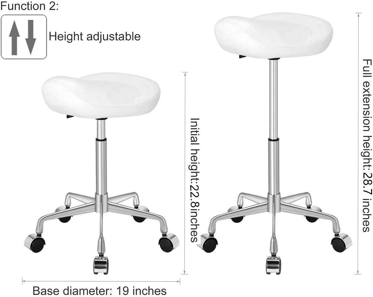 Ergonomic Rolling Swivel Saddle Stool with Wheels