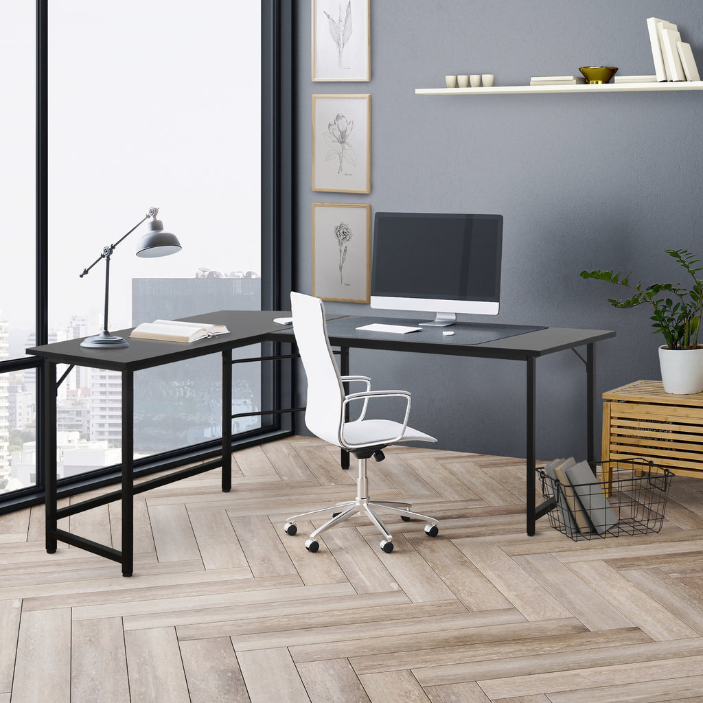 Computer Gaming Laptop Table L-Shaped Desk Corner Workstation Office Desk 66"