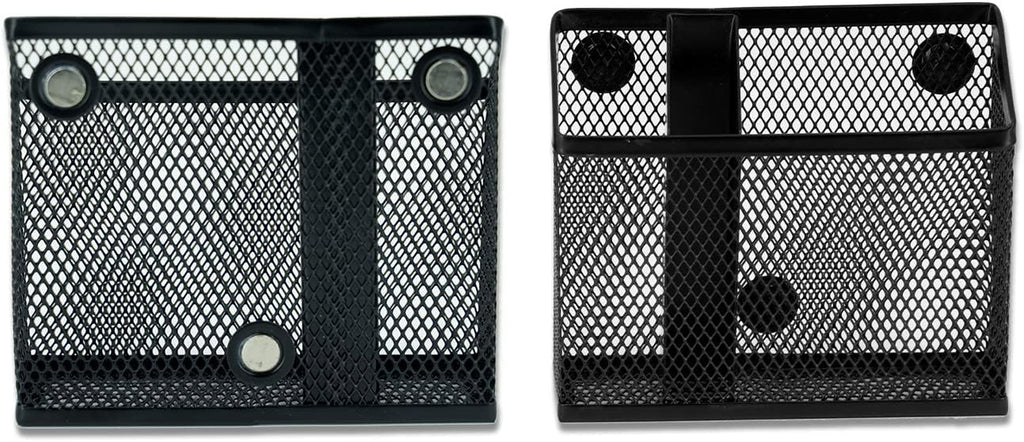 Magnetic Pen Holder,Magnetic Storage Basket for Refrigerator, Locker, Magnetic Dry Erase Marker Holder for Whiteboard, Pack 2 (Black)