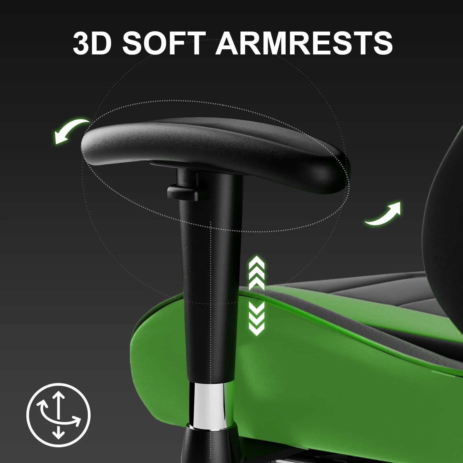 Gaming Chair Office Chair PU Leather with Adjustable Headrest and Lumbar Pillow, Green