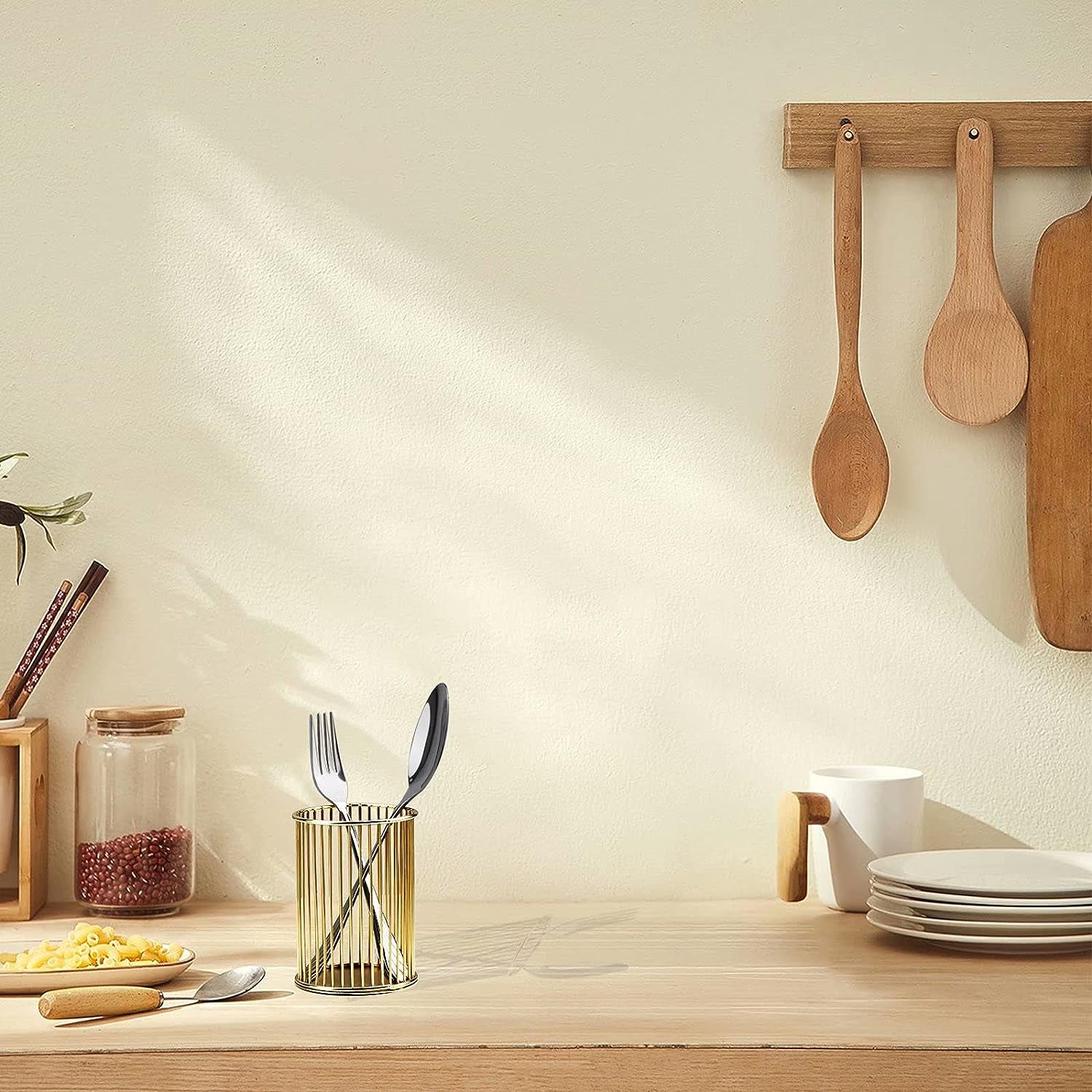 Pen Pencil Holder, Metal Wire Pen Pencil Cup Holders for Desk Cute Organizer, Makeup Brushes Cup Holder Organizer (1PC Rose Golden+1Pc Golden), by