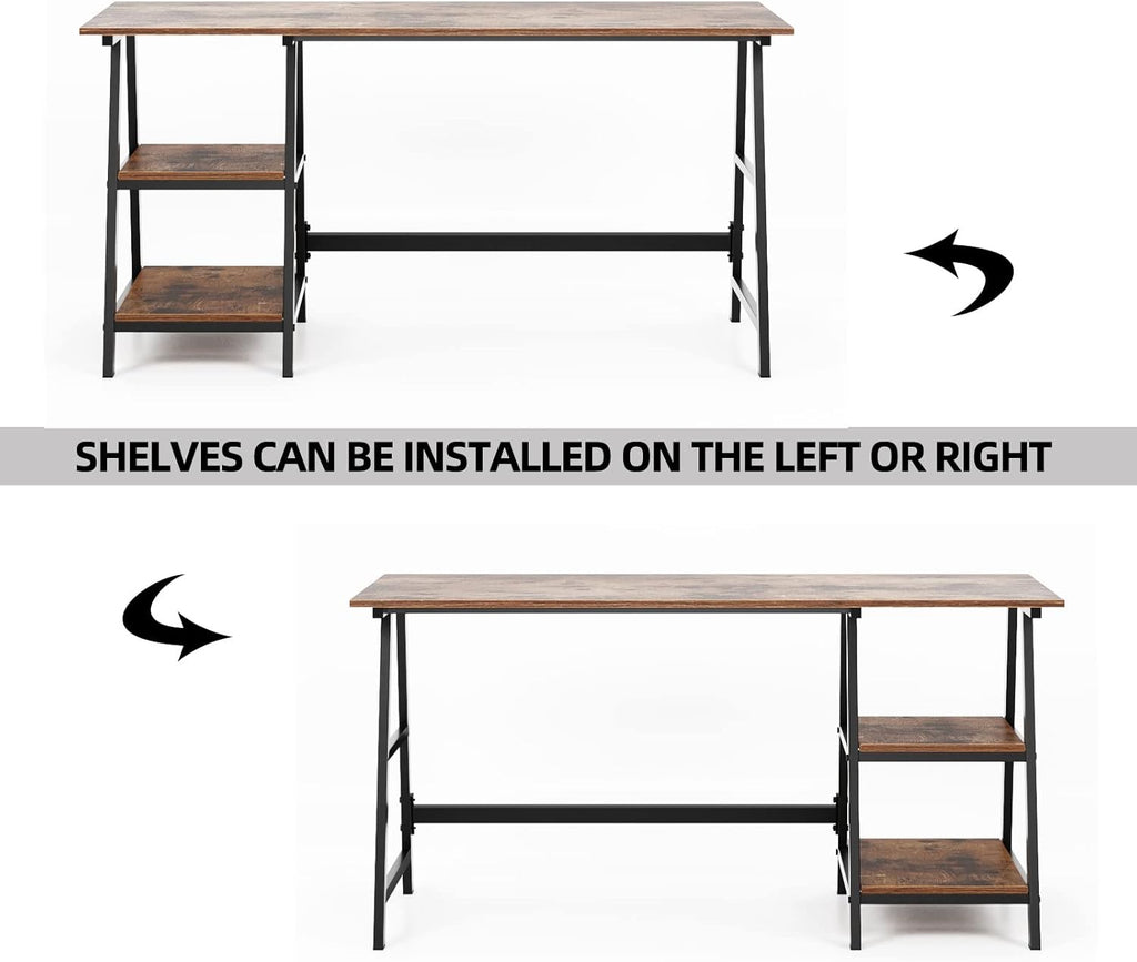 Tplus-140-Fg Office Desk, 55 Inch, Rustic Brown