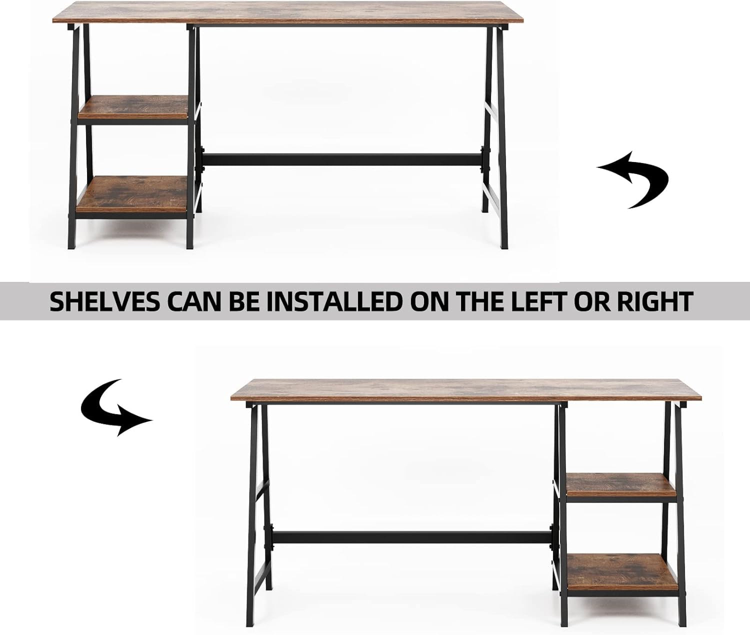 Tplus-140-Fg Office Desk, 55 Inch, Rustic Brown