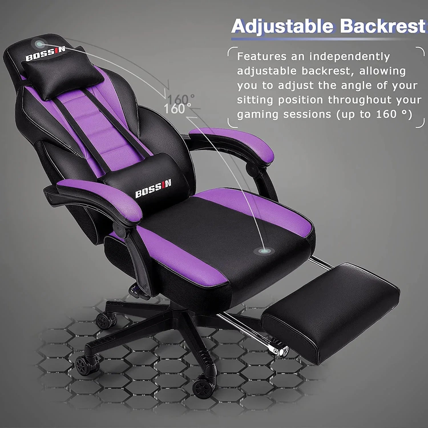 Gaming Chairs with Footrest, Massage Leather Game Chair for Adults, Big and Tall Gamer Chair 