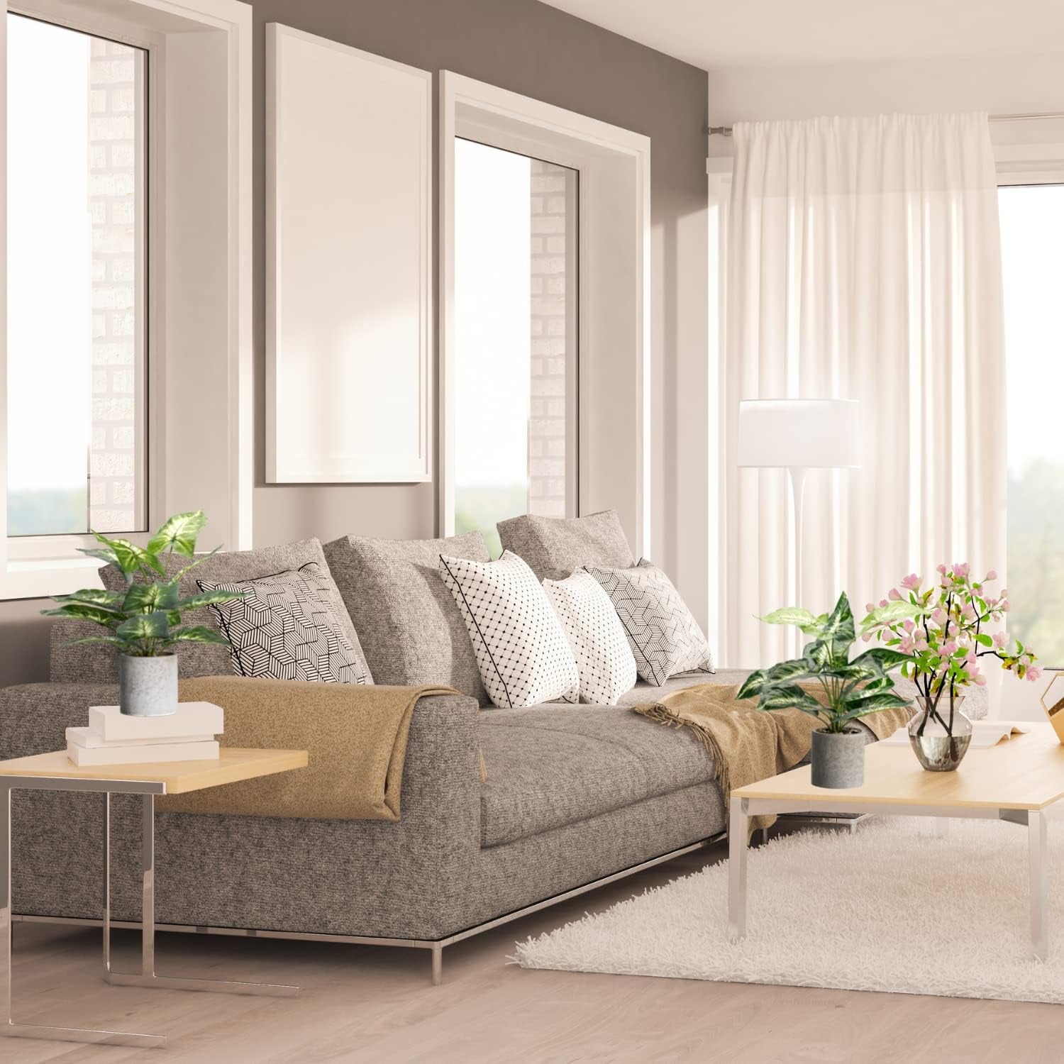 1Pc Faux Plant Indoor in Plant Pot 16"- House Plant for Farmhouse Kitchen Decor Living Room Accessories Home Office Cubicle Bookshelf Guest Room Balcony Bathroom Rustic Green Room Floor Table