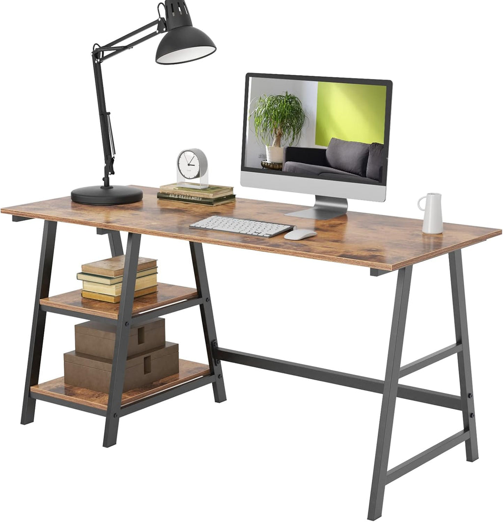 Tplus-140-Fg Office Desk, 55 Inch, Rustic Brown