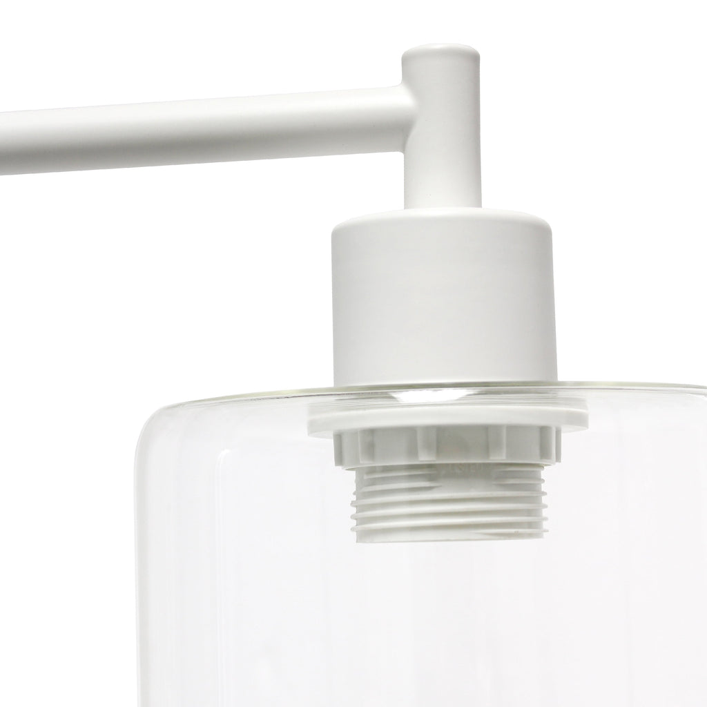 Modern Iron Desk Lamp with Glass Shade White