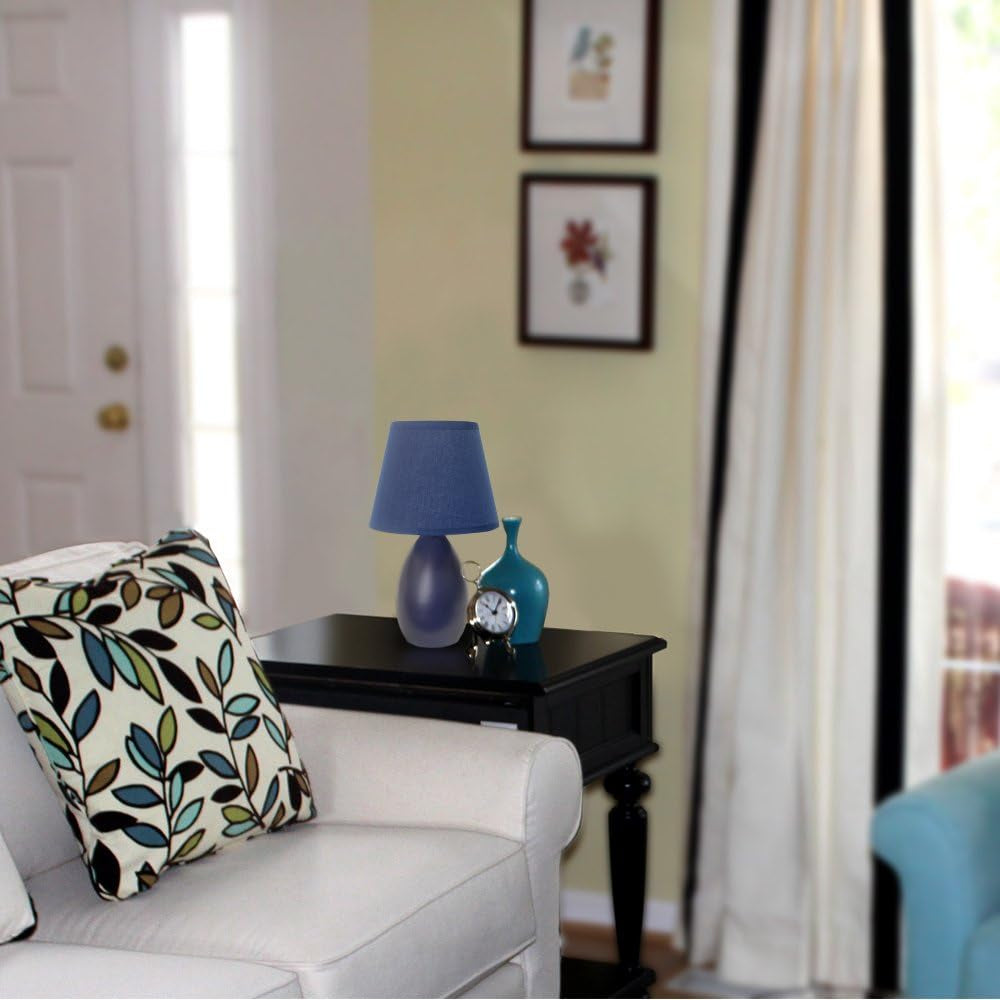 LT2009-BLU Mini Egg Oval Ceramic Table Desk Lamp, Blue