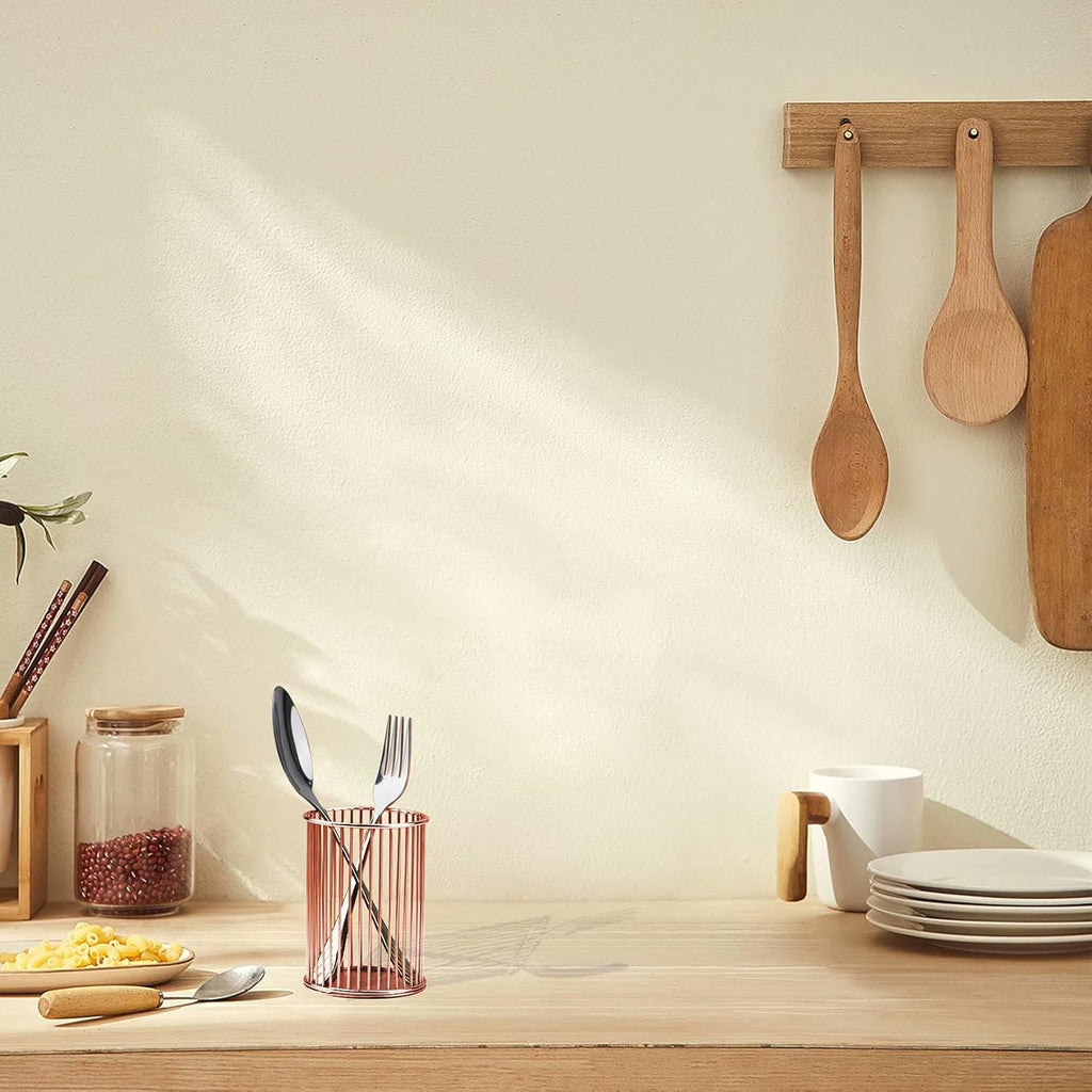 Pen Pencil Holder, Metal Wire Pen Pencil Cup Holders for Desk Cute Organizer, Makeup Brushes Cup Holder Organizer (1PC Rose Golden+1Pc Golden), by