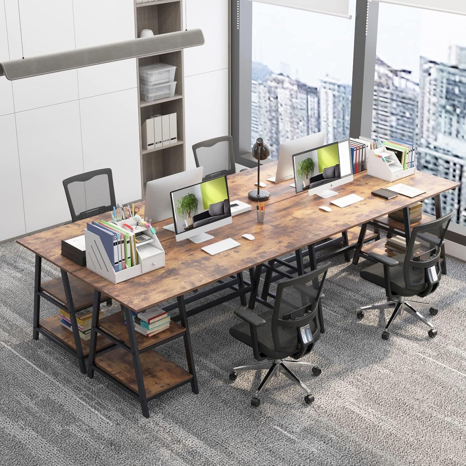 Tplus-140-Fg Office Desk, 55 Inch, Rustic Brown