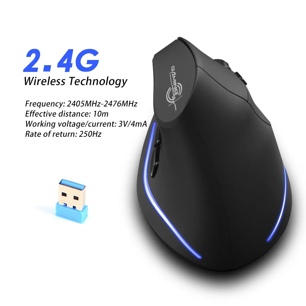 F-35 Mouse Wireless Vertical Mouse Ergonomic Rechargeable 2400 DPI Optional Portable Gaming Mouse for Laptop PC Computer