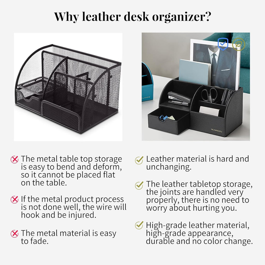 Office Supplies Desk Organizer Caddy,Back to School Supplies for Desk Caddy, Desktop Hanging File Letter Document Storage Holder with Drawer Organizer Section for Office Home 2 Pack Black