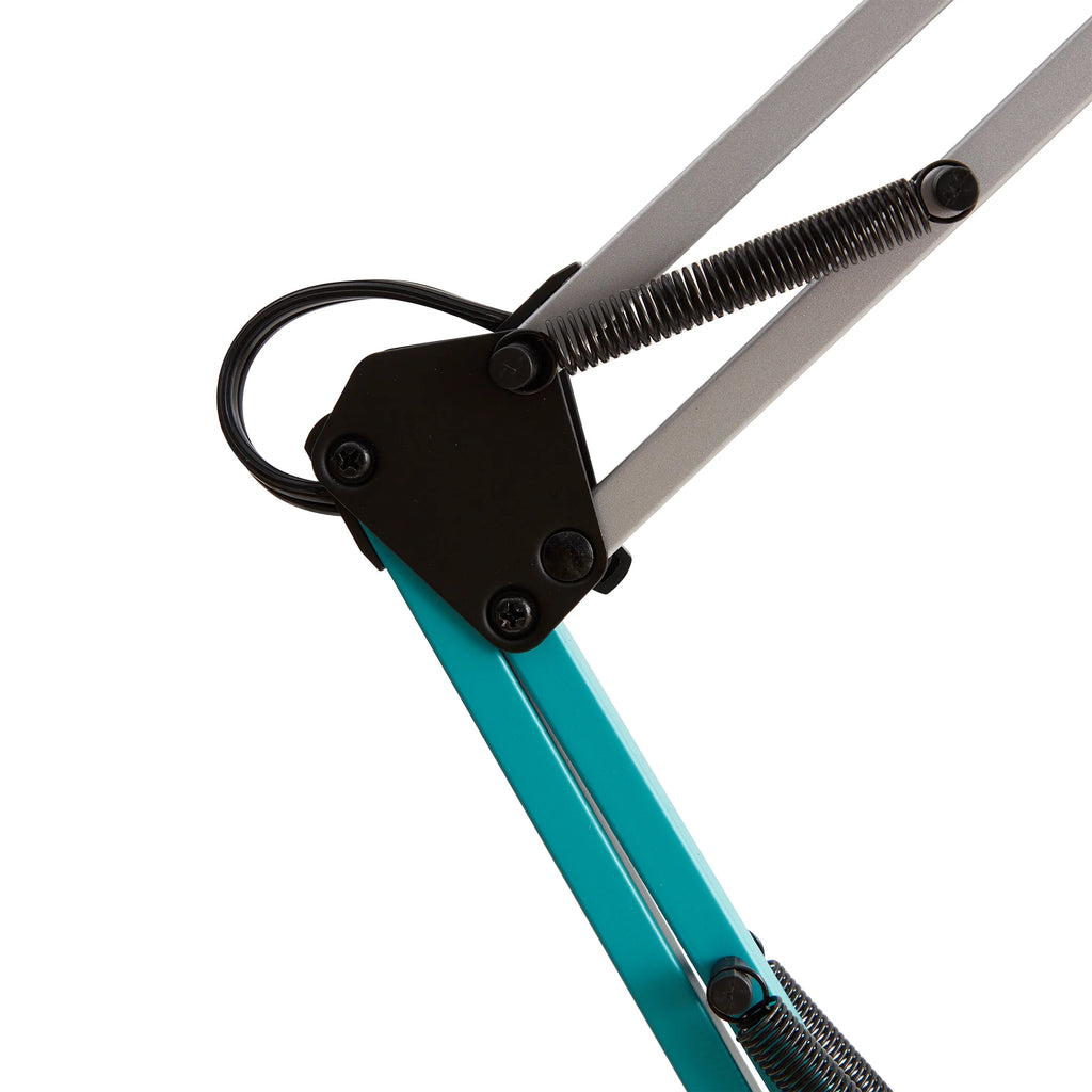 20" Modern Architect Desk Lamp, Metal, Turquoise and Gray Colorblock