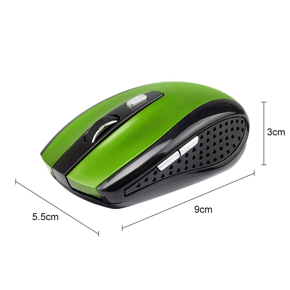Wireless Gaming Mouse Adjustable DPI 2.4G 6 Buttons Optical Mouse for Laptop Notebook PC, Green