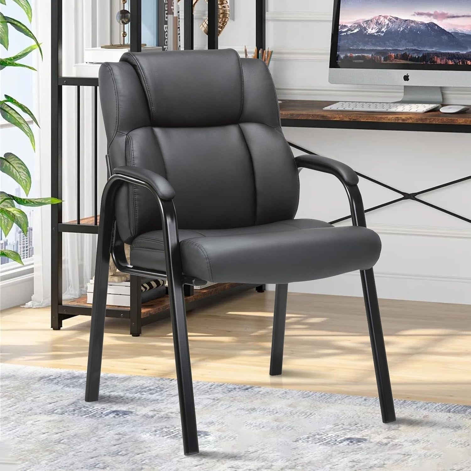 Leather Chair with Padded Arm Rest for Reception Meeting Conference 