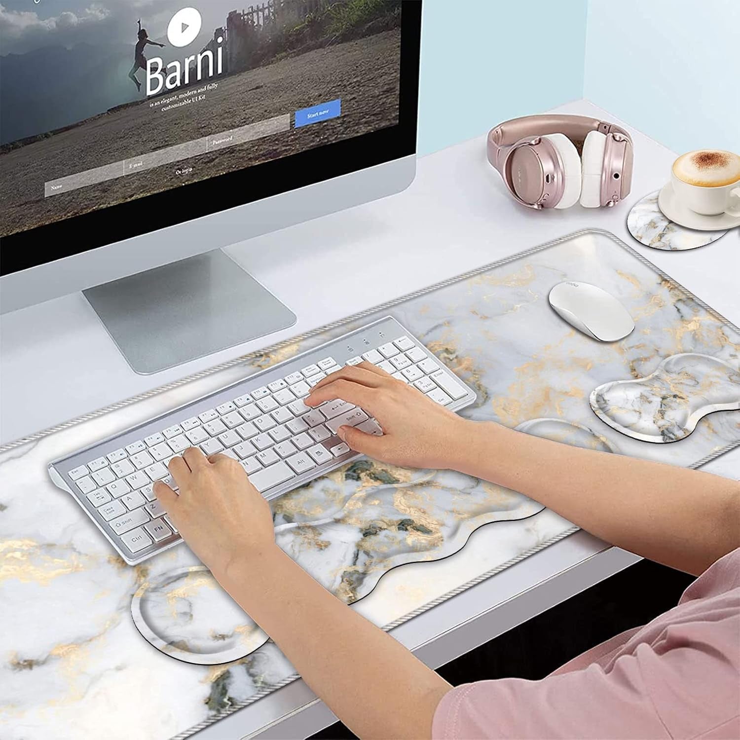 Keyboard Wrist Rest and Mouse Pad Wrist Support Set