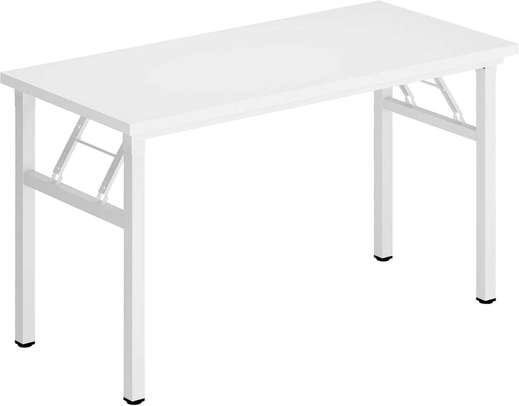 47 Inches Folding Computer Desk, Modern Foldable Laptop Gaming Desk, Portable Home Office Table Study Writing Table, White