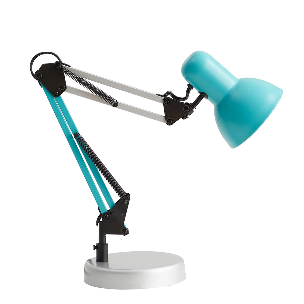 20" Modern Architect Desk Lamp, Metal, Turquoise and Gray Colorblock