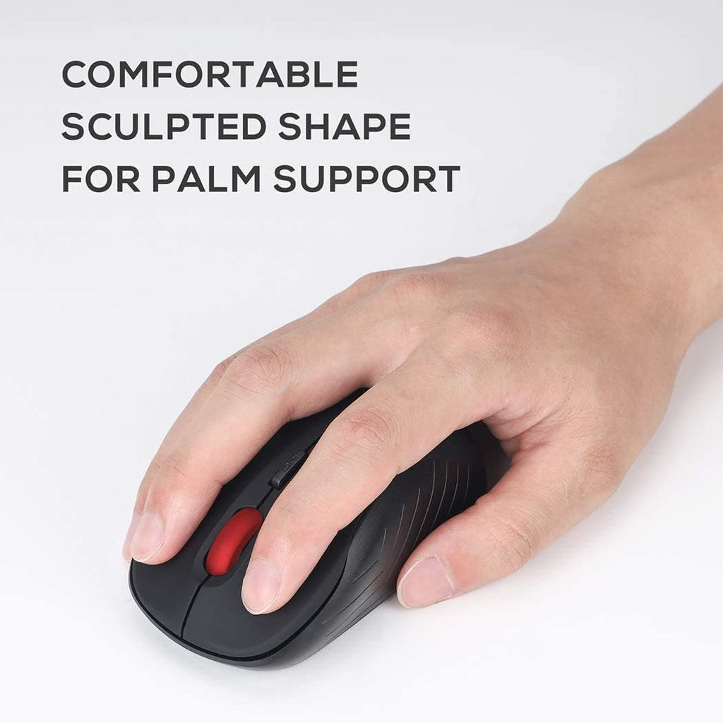 2.4G Wireless Optical Mouse, Silent, 3 DPI (Up to 1600), 4 Button, 2 Pack (Black) for Computer, Laptop, Macbook