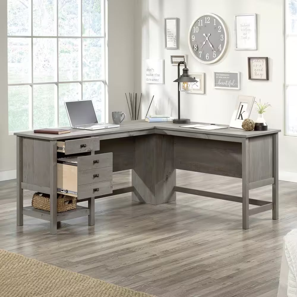 Cottage Road 65.118 In. Mystic Oak Engineered Wood L-Shaped Desk