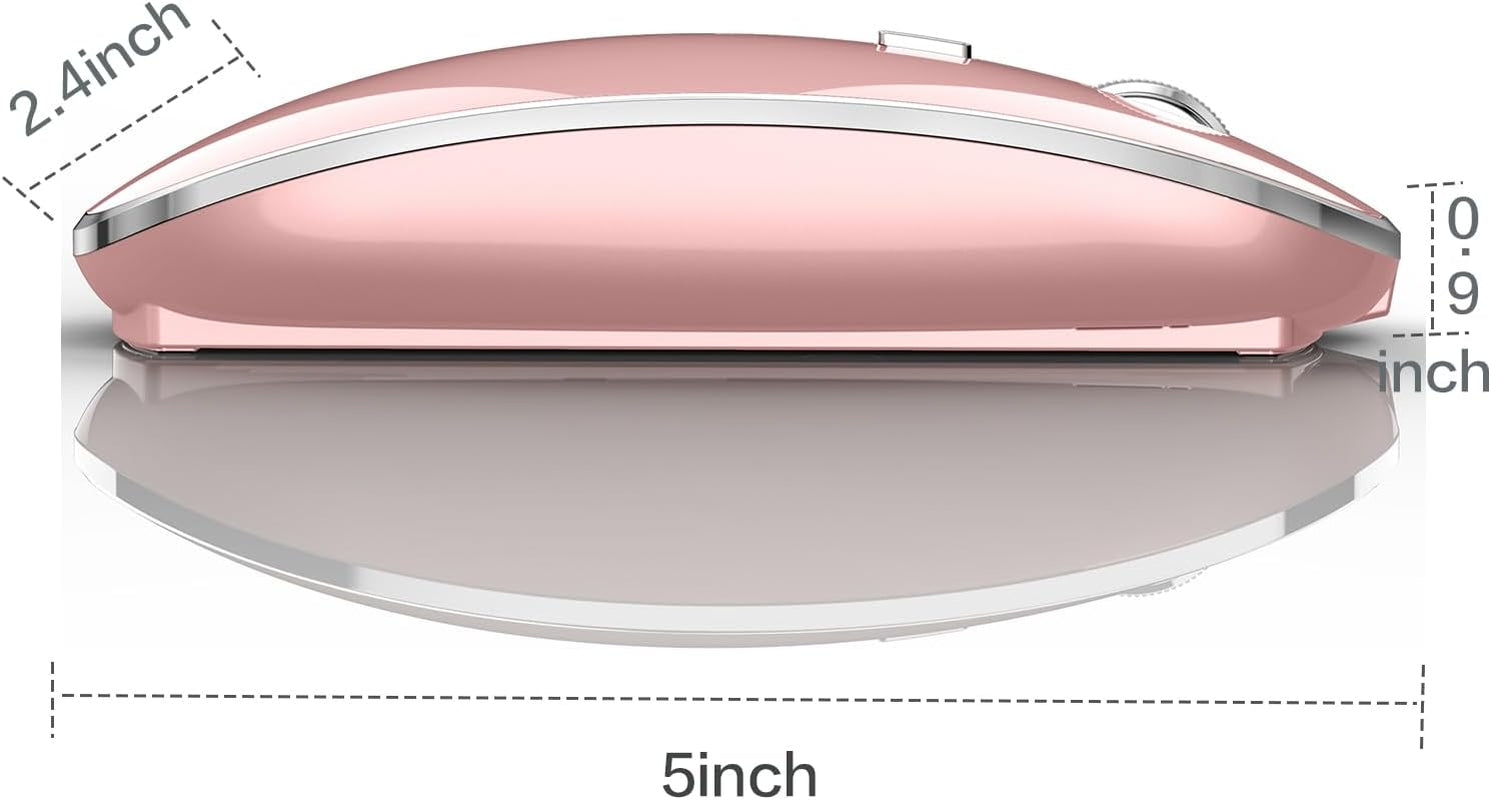 Wireless Mouse for Macbook Pro Macbook Air Macbook Laptop Mac Imac Desktop Computer Chromebook Win7/8/10/11 PC HP Dell Laptop 2.4 USB/USB C Mouse (Rose Gold)