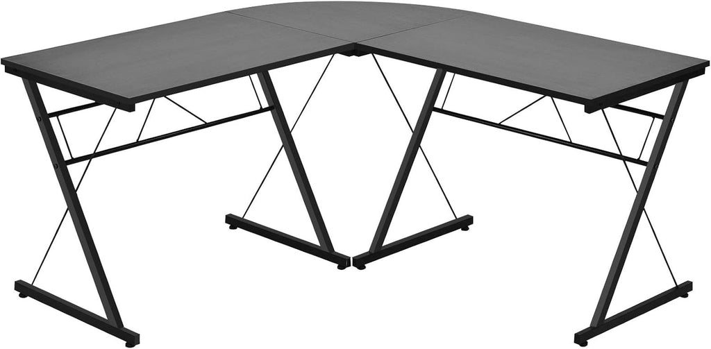 L-Shaped Desk Corner Computer Desk, Space-Saving & Multifunctional Home Office Desk Writing Workstation Study Desk with round Corner (Black)