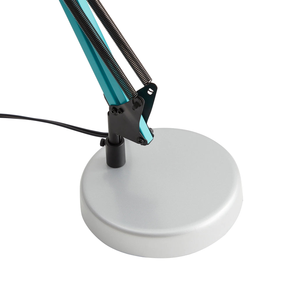 20" Modern Architect Desk Lamp, Metal, Turquoise and Gray Colorblock