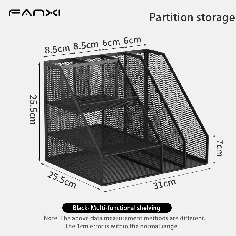 Desk Organizer with File Holder, Desk Organizers with 3 Tier Letter Trays and 2 Pen Holders,