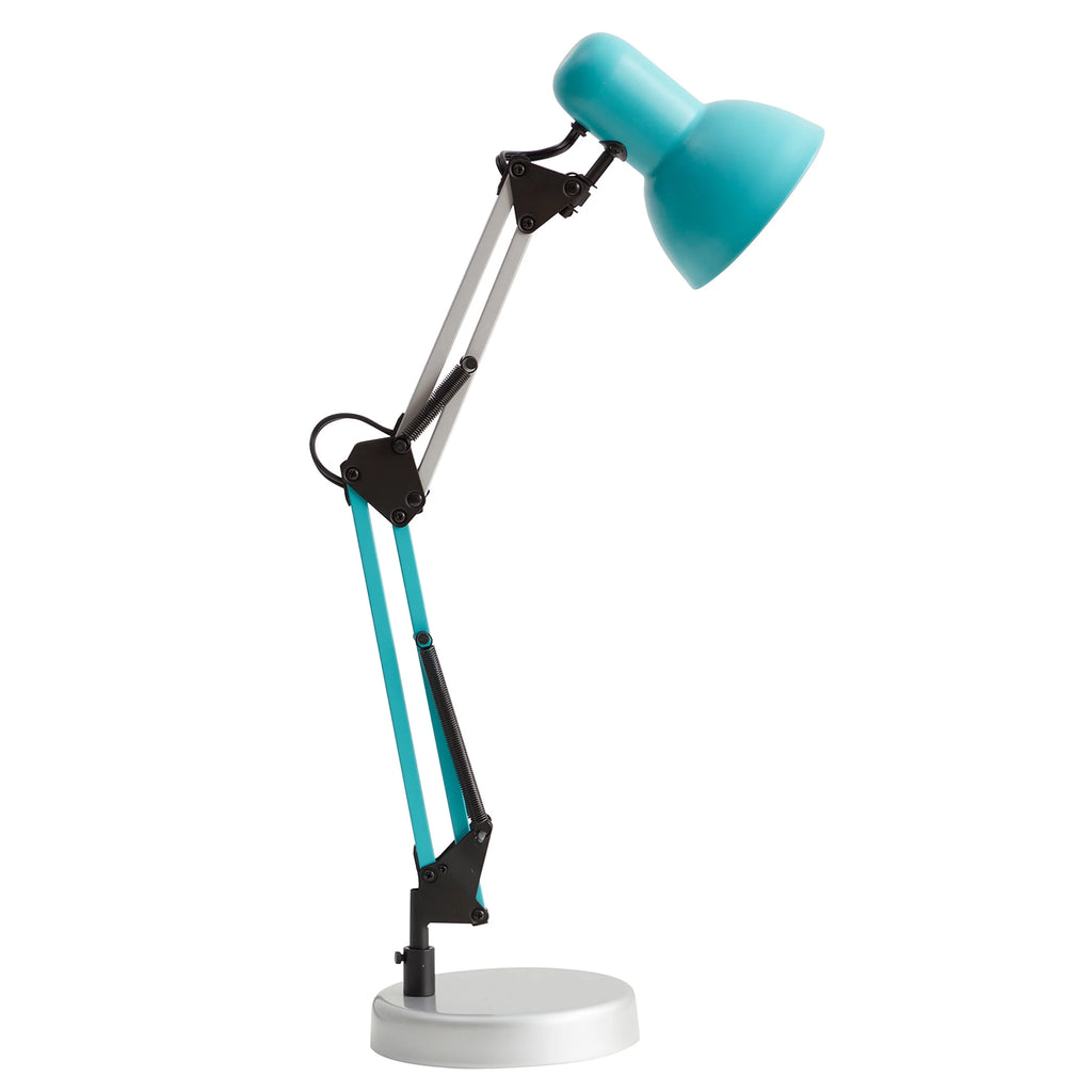 20" Modern Architect Desk Lamp, Metal, Turquoise and Gray Colorblock