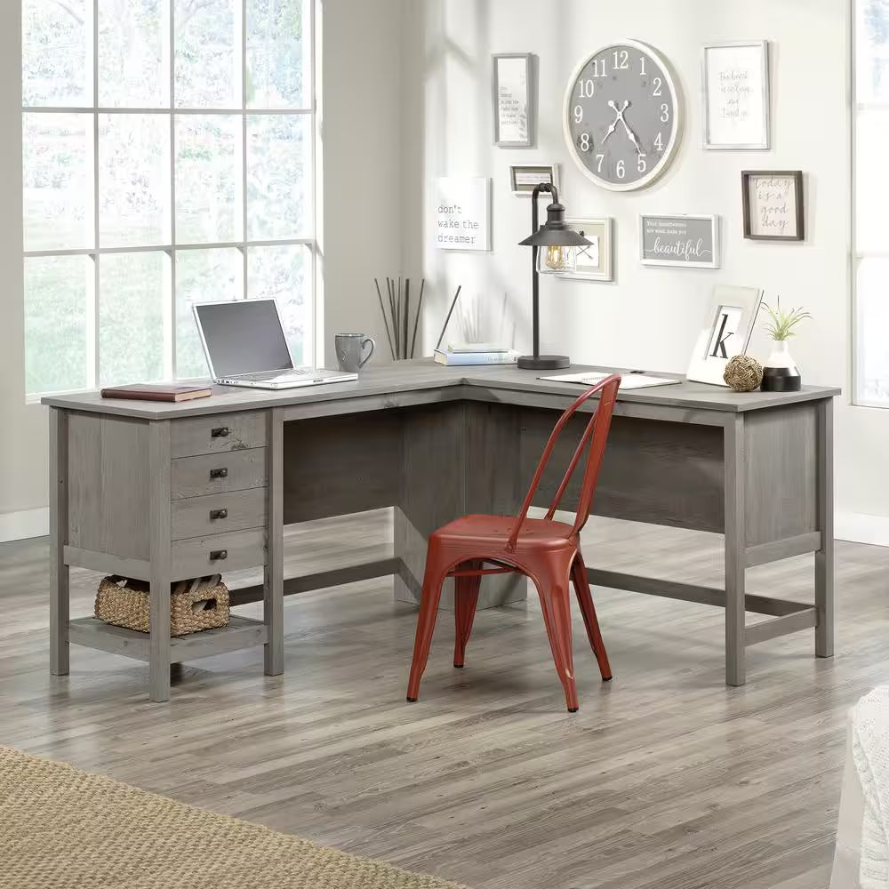 Cottage Road 65.118 In. Mystic Oak Engineered Wood L-Shaped Desk