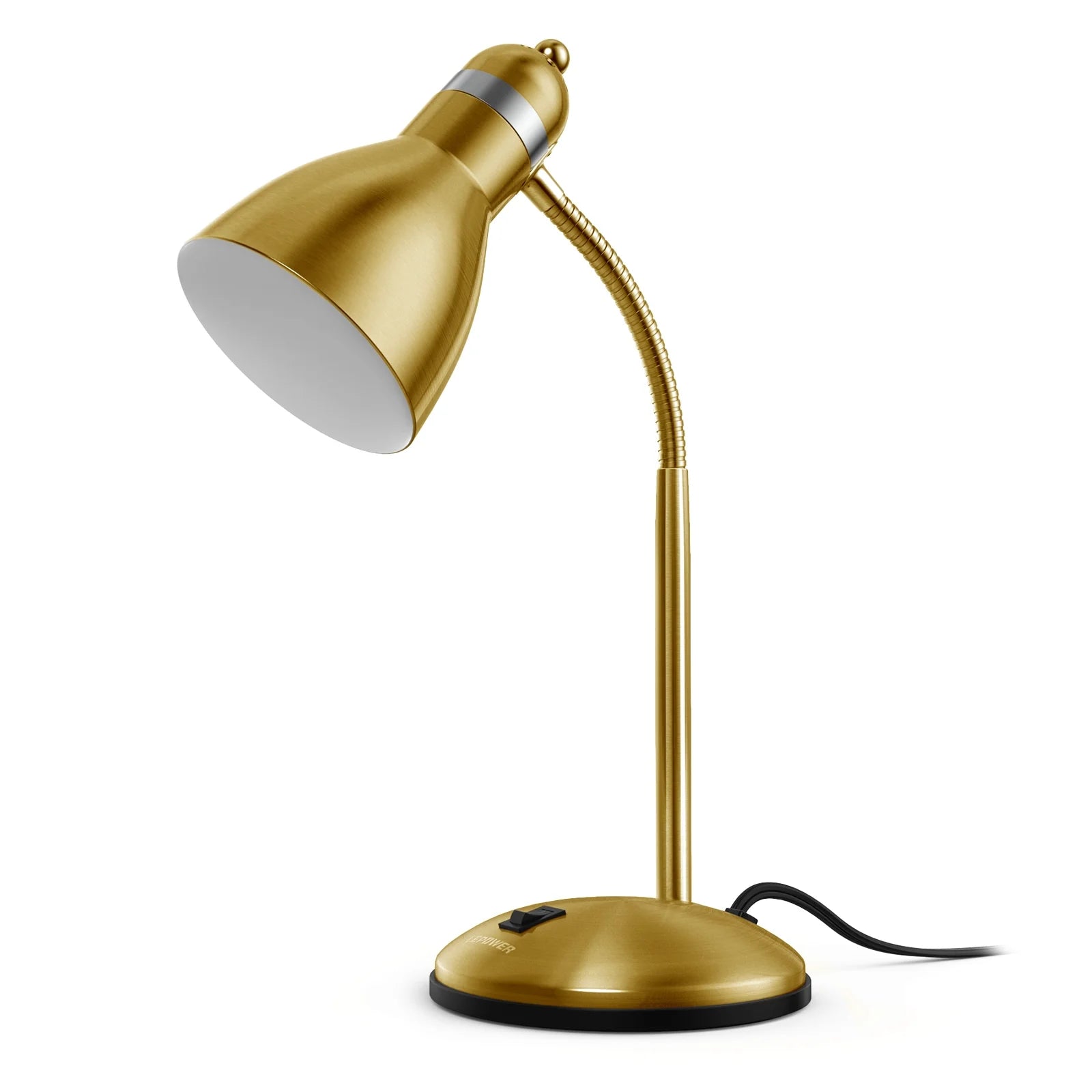 Metal Desk Lamp, Adjustable Gooseneck Table Lamp for Home, Office, Bedroom, Gold