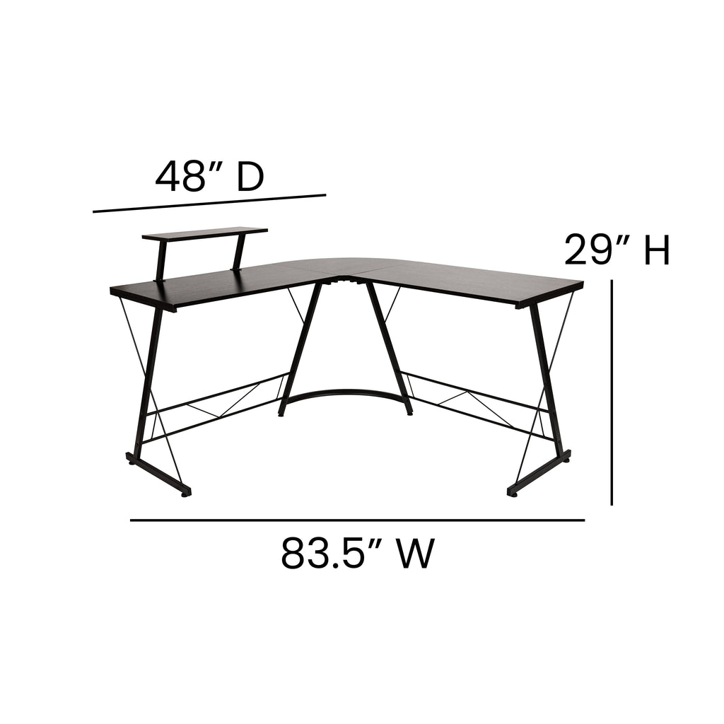 Ginny L-Shaped Desk 71.5" Computer Corner Desk, Home Office Corner Desk, Gaming Desk, Space Saving, Easy to Assemble, Black/Black