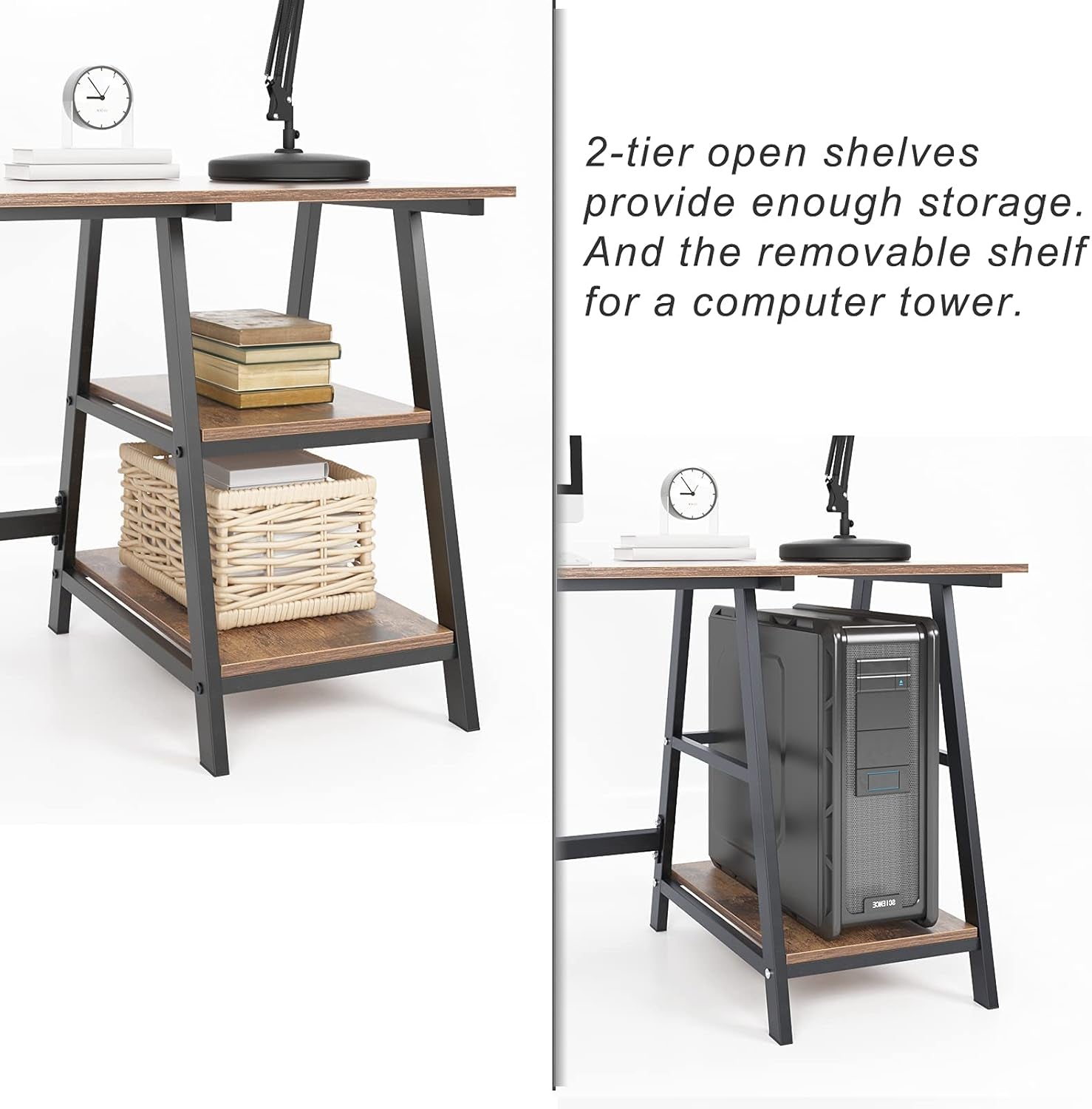 Tplus-140-Fg Office Desk, 55 Inch, Rustic Brown