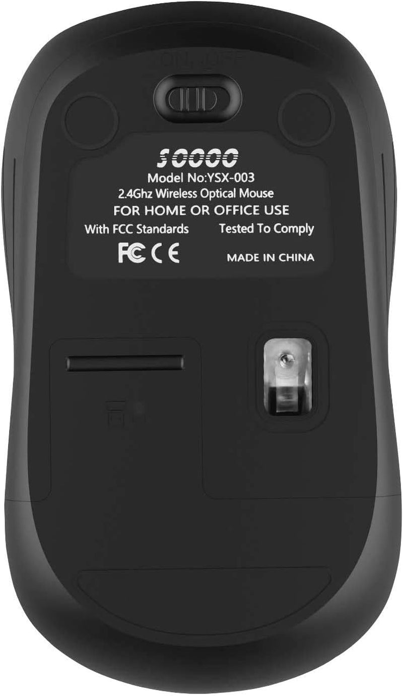 2.4G Wireless Optical Mouse, Silent, 3 DPI (Up to 1600), 4 Button, 2 Pack (Black) for Computer, Laptop, Macbook