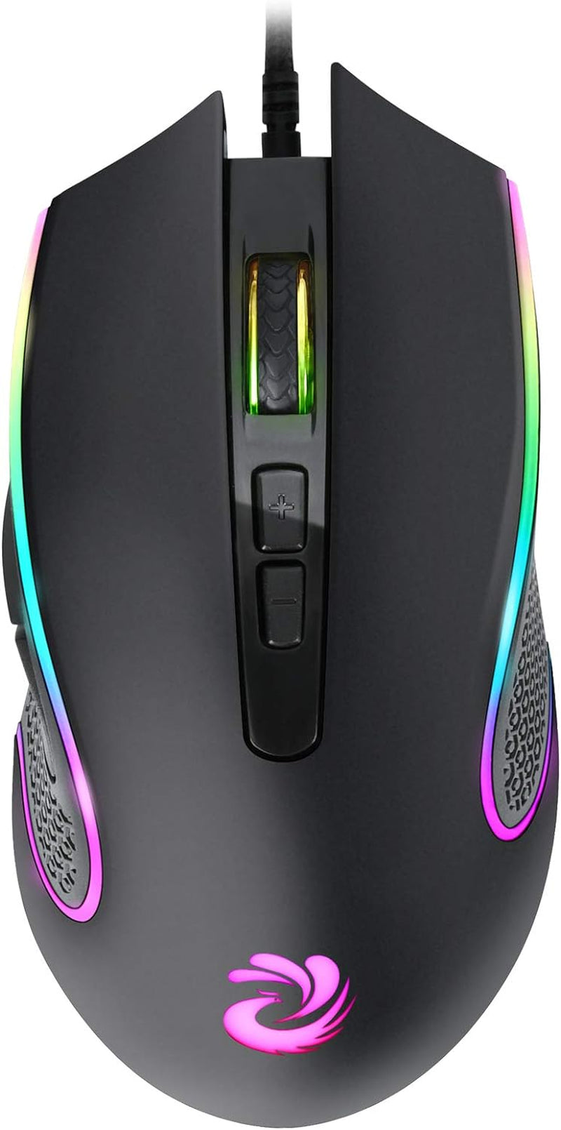 Wired Mouse - Black, USB, 7200 DPI, 4 Lighting Mode, Plug and Play, Ergonomic Design, Compatible with Windows/Mac