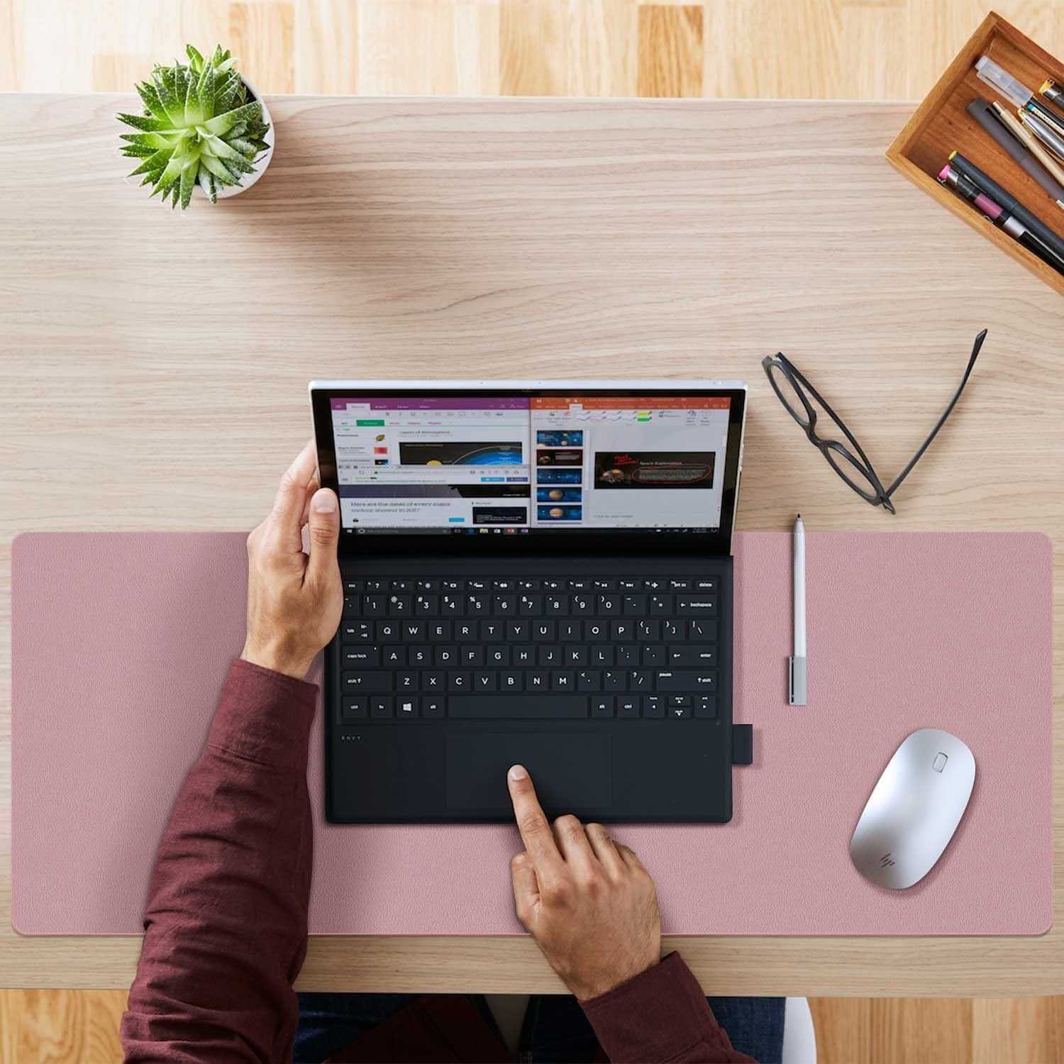 Double-Sided PU Leather Desk Pad - Non-Slip Large Mouse Pad & Desk Mat for Office