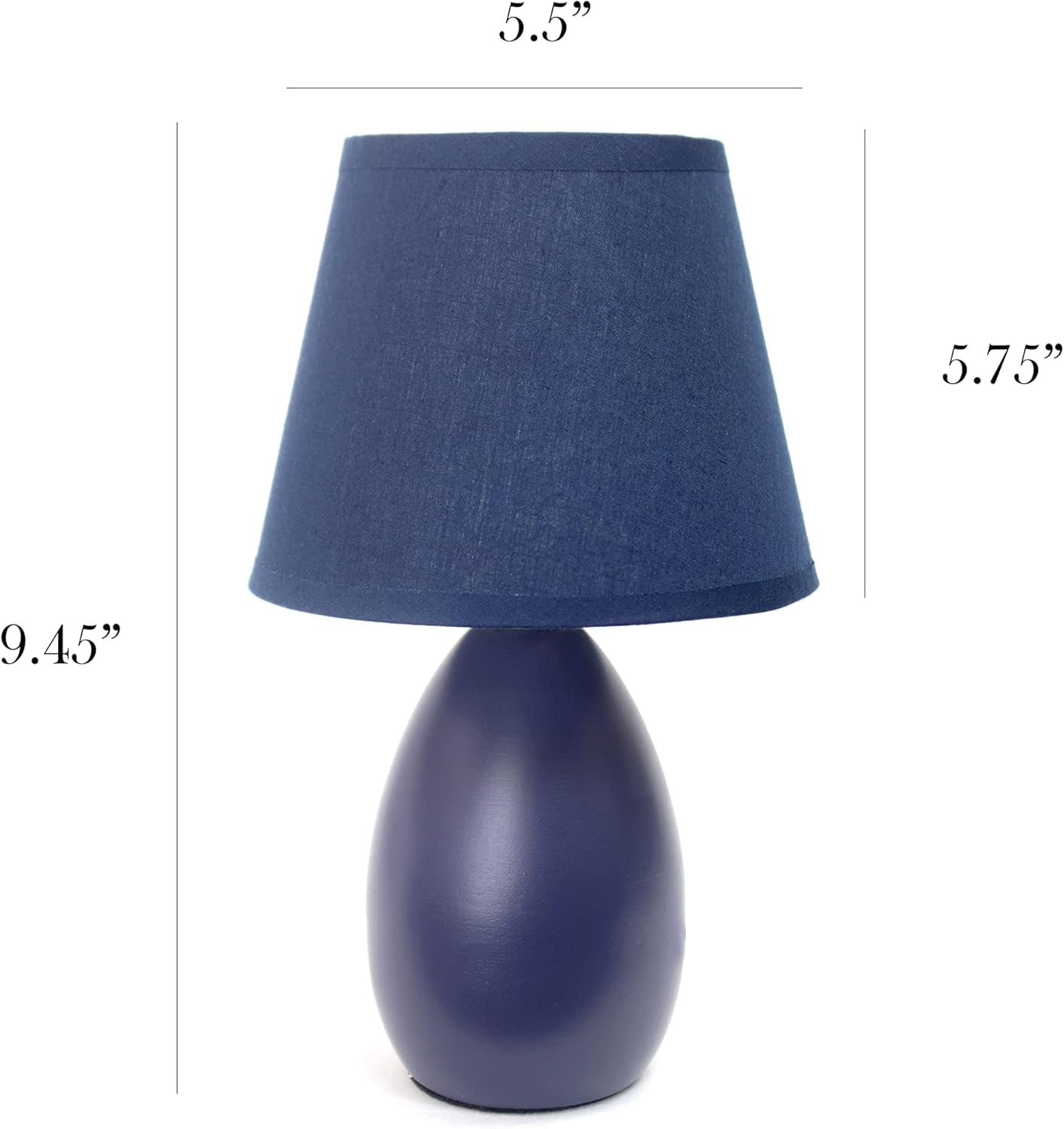 LT2009-BLU Mini Egg Oval Ceramic Table Desk Lamp, Blue