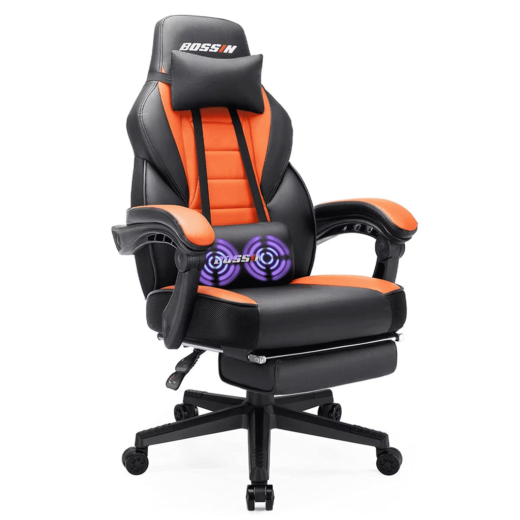 Gaming Chairs with Footrest, Massage Leather Game Chair for Adults, Big and Tall Gamer Chair 