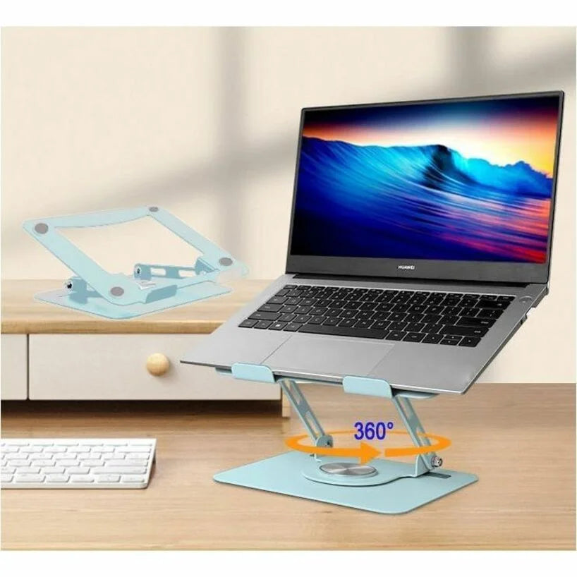 Swivel Laptop Stand for Desk – Adjustable Laptop Stand for Desk 360 Rotation – Raise, Tilt, Rotate, Cool Laptops with This Ergonomic Laptop Riser for Desk Ipad Stand Laptop Cooling Pad (Ocean Blue)