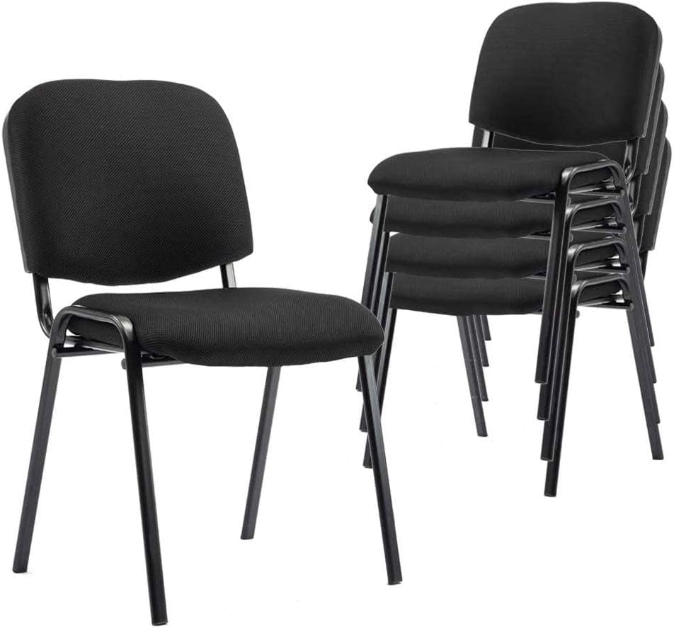  Black Office Chairs Armless Conference Room Chairs 5 Pack 