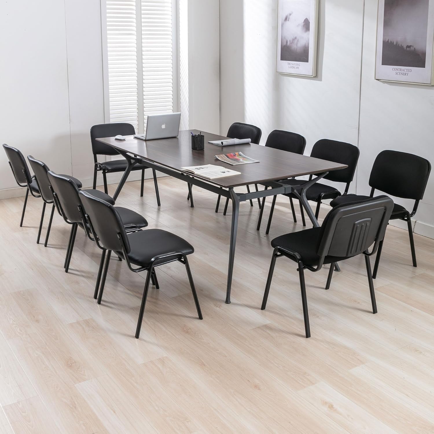  Black Office Chairs Armless Conference Room Chairs 5 Pack 