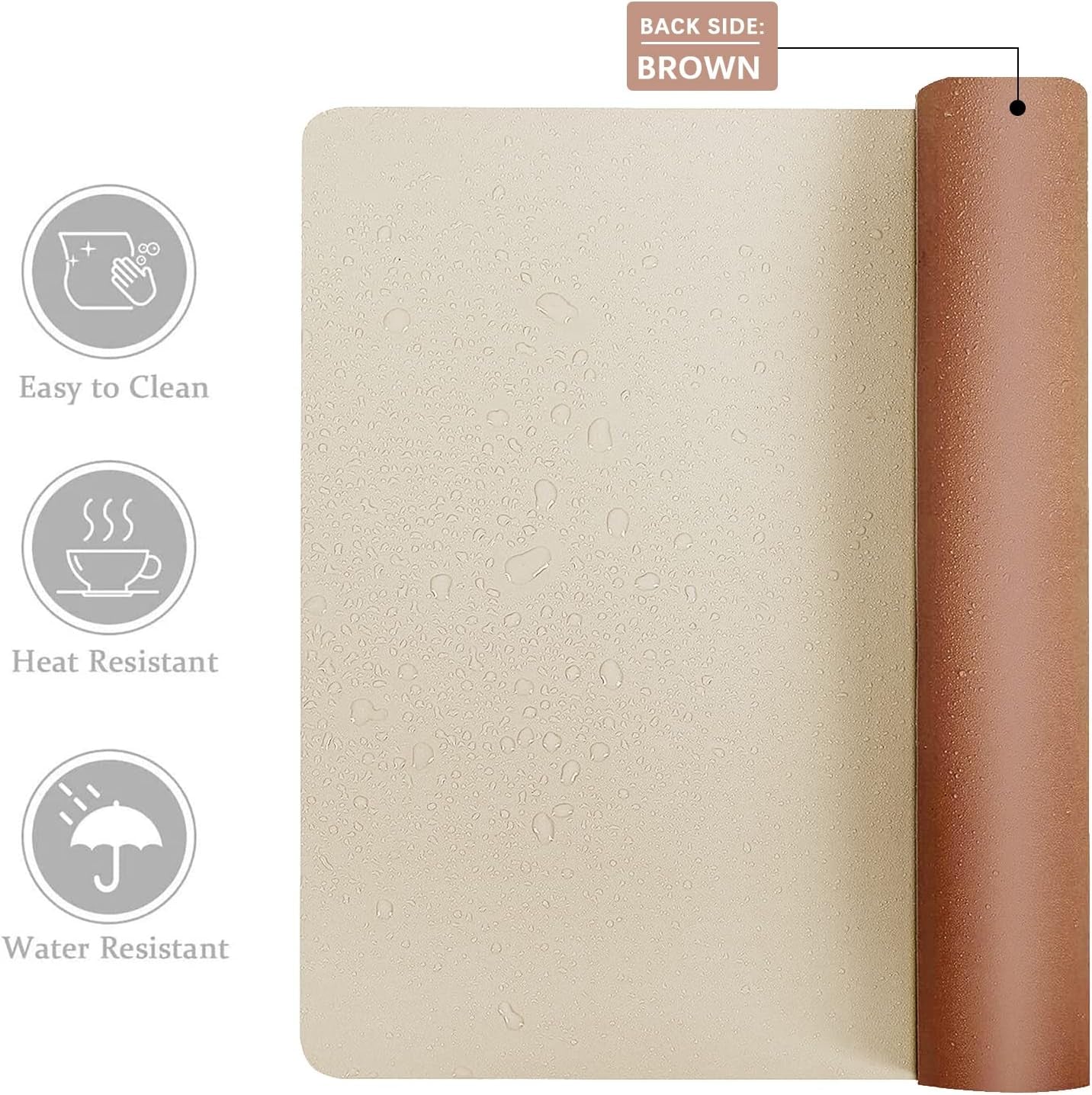 Double-Sided PU Leather Desk Pad - Non-Slip Large Mouse Pad & Desk Mat for Office, Home - Waterproof, Easy to Clean,(31.5" X 15.7", Beige)