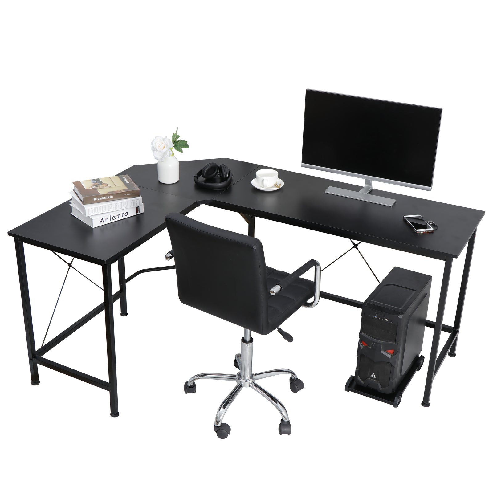 Computer Gaming Laptop Table L-Shaped Desk Corner Workstation Office Desk 66"