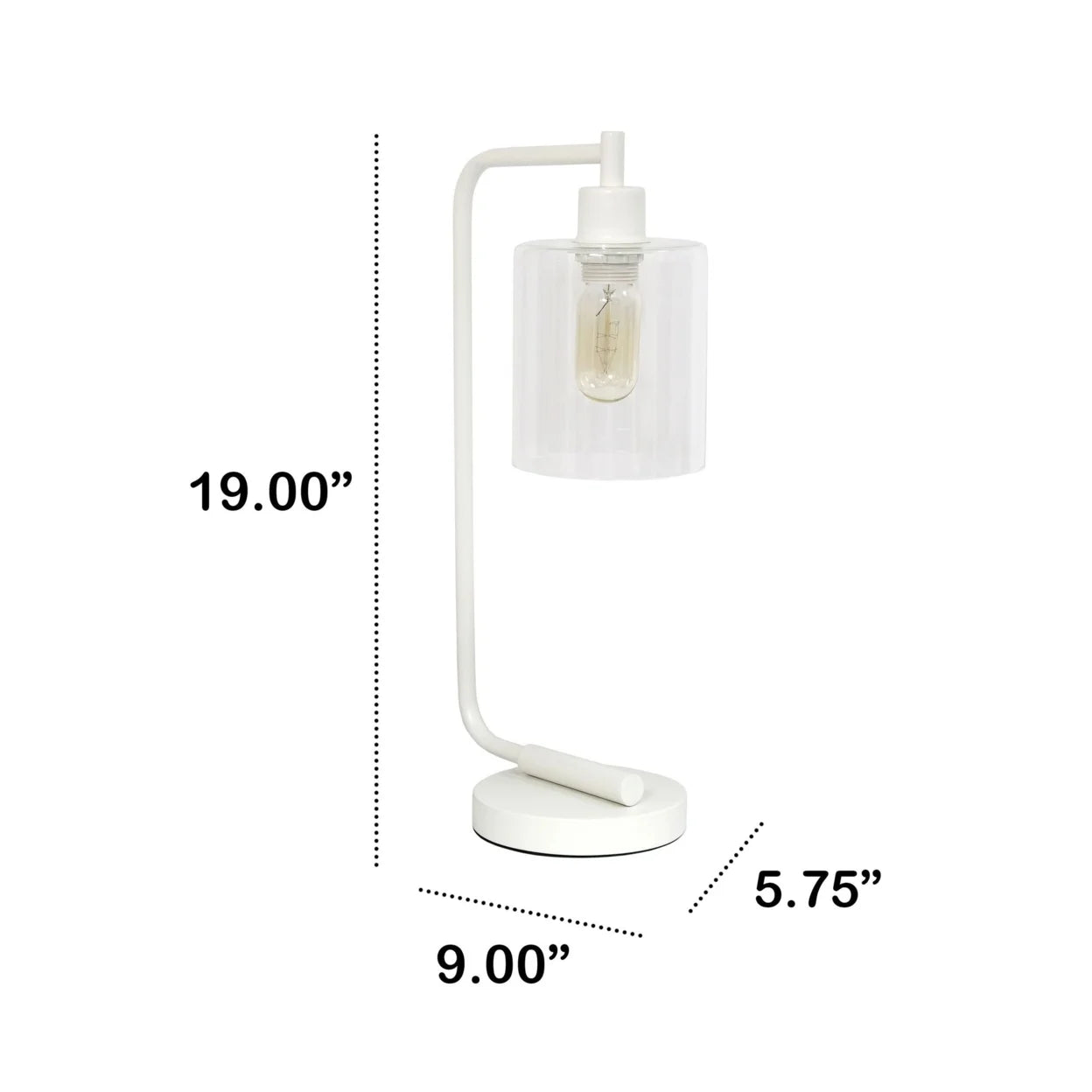 Modern Iron Desk Lamp with Glass Shade White