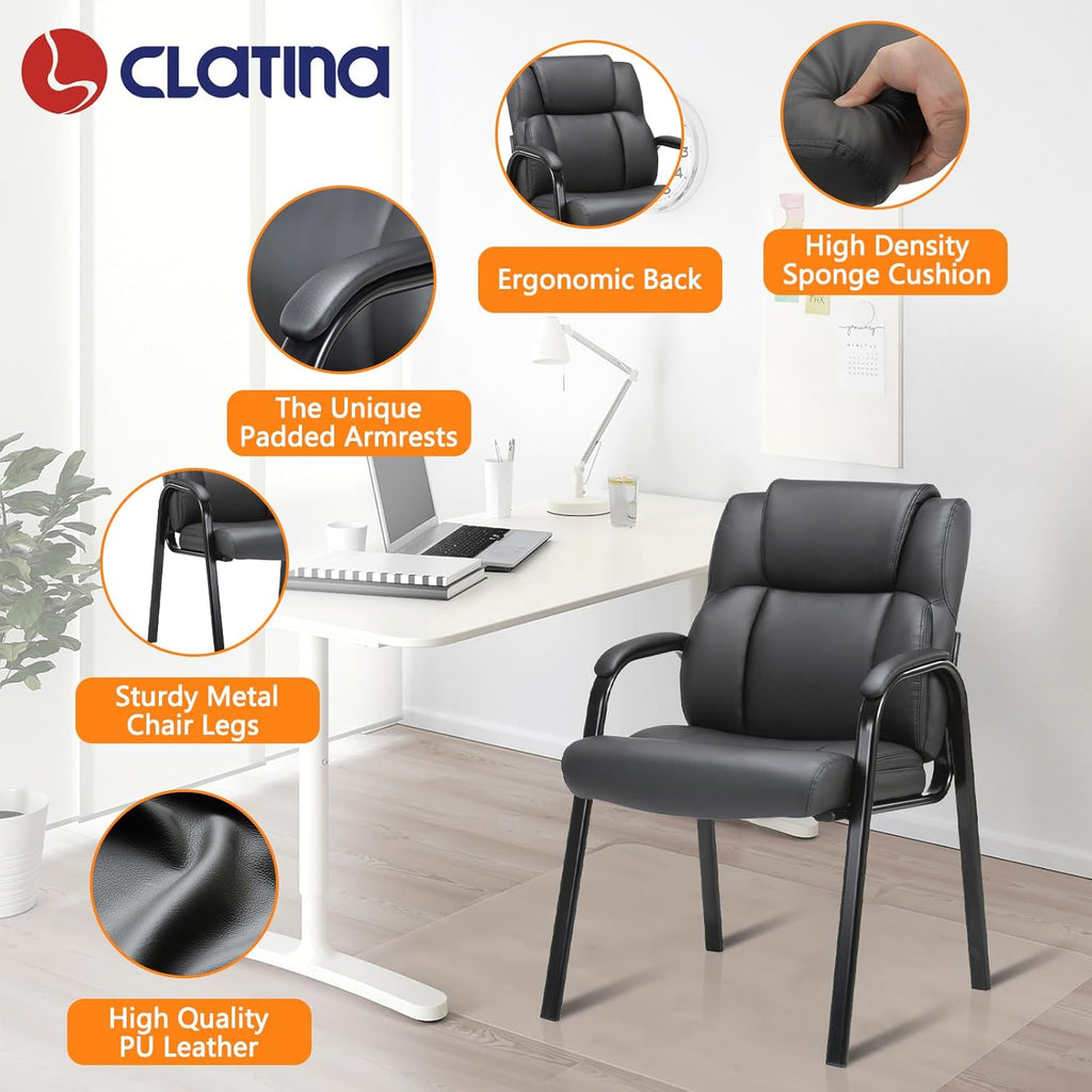 Leather Chair with Padded Arm Rest for Reception Meeting Conference 