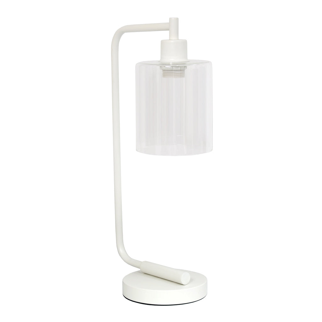 Modern Iron Desk Lamp with Glass Shade White